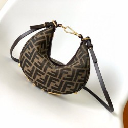 Replica Fendi Fendigraphy Mini Bag Brown FF Jacquard Fabric Fake