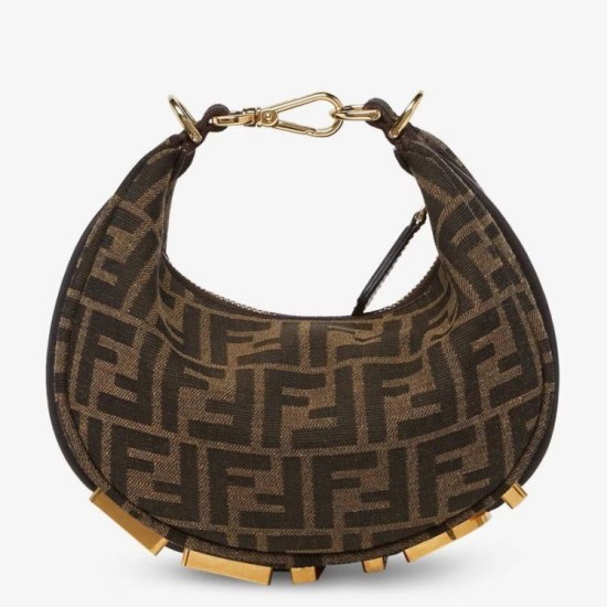 Replica Fendi Fendigraphy Mini Bag Brown FF Jacquard Fabric Replica Fendi Fendigraphy Mini Bag Brown FF Jacquard Fabric Fake