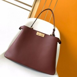 Replica Fendi Peekaboo Soft Large Bag Dark Brown Fake