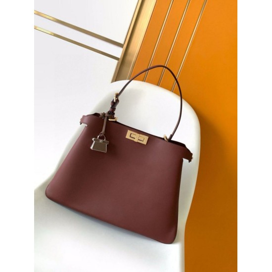 Replica Fendi Peekaboo Soft Large Bag Dark Brown Fake