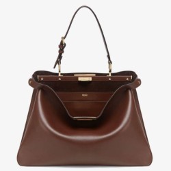 Replica Fendi Peekaboo Soft Large Bag Dark Brown Fake