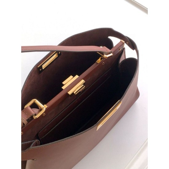 Replica Fendi Peekaboo Soft Large Bag Dark Brown Fake