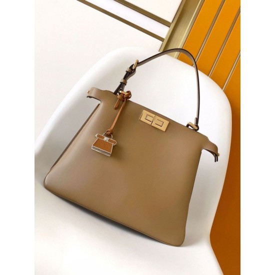 Replica Fendi Peekaboo Soft Medium Bag Brown Fake