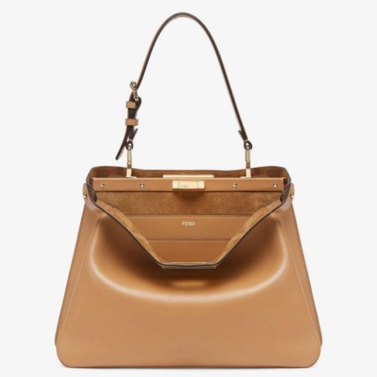 Replica Fendi Peekaboo Soft Medium Bag Brown Fake