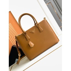 Replica Prada Galleria Large Bag Saffiano Brown Fake