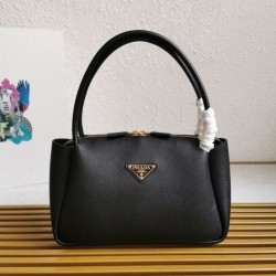 Replica Prada Shoulder Bag with Triangle Logo Black Fake