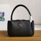 Replica Prada Shoulder Bag with Triangle Logo Black Fake