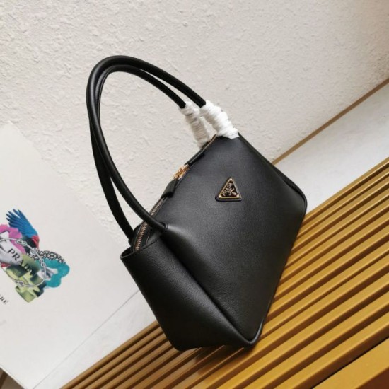 Replica Prada Shoulder Bag with Triangle Logo Black Fake