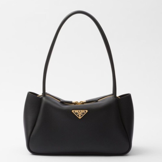 Replica Prada Shoulder Bag with Triangle Logo Black Fake