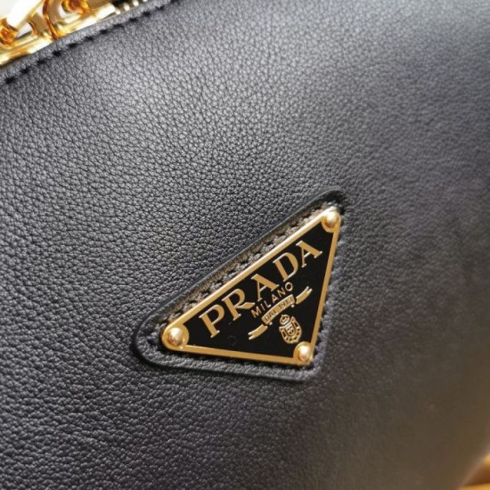 Replica Prada Shoulder Bag with Triangle Logo Black Fake