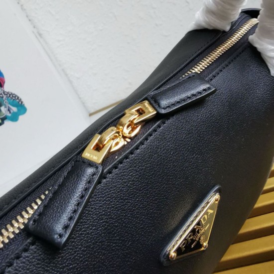 Replica Prada Shoulder Bag with Triangle Logo Black Fake