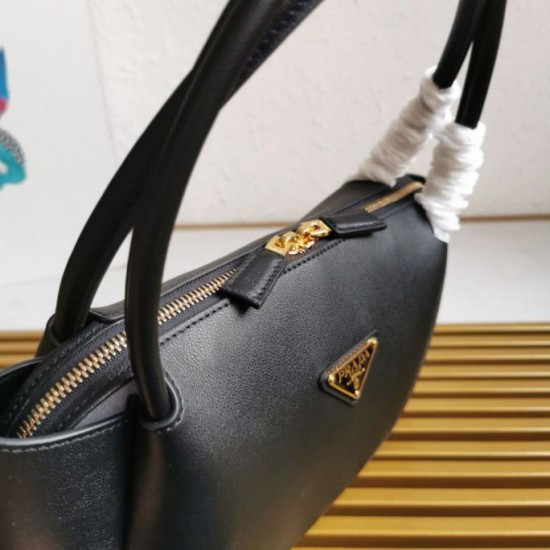 Replica Prada Shoulder Bag with Triangle Logo Black Fake
