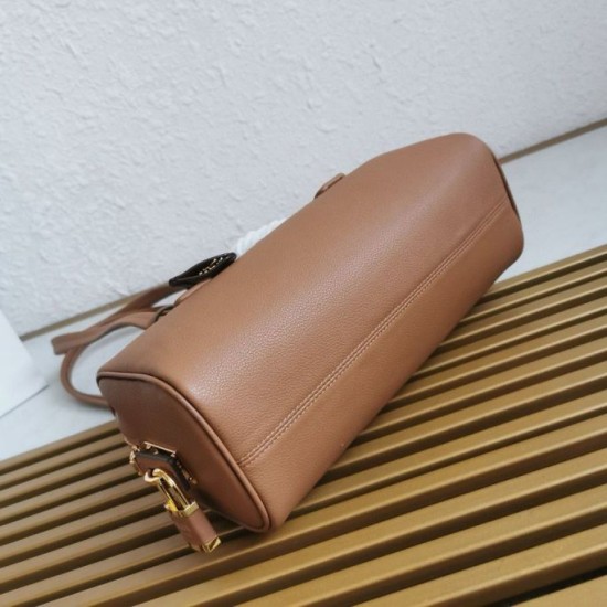Replica Prada Medium Top-handle Bag with Padlock Caramel Fake