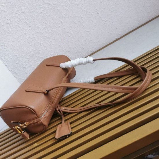 Replica Prada Medium Top-handle Bag with Padlock Caramel Fake