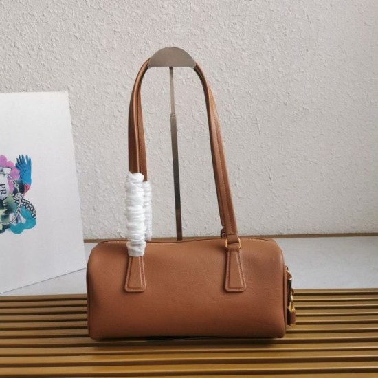 Replica Prada Medium Top-handle Bag with Padlock Caramel Fake
