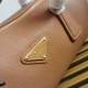 Replica Prada Medium Top-handle Bag with Padlock Caramel Fake