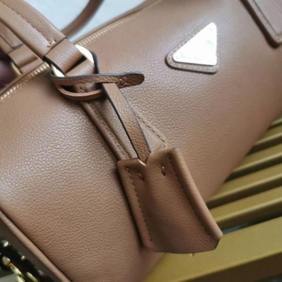 Replica Prada Medium Top-handle Bag with Padlock Caramel Fake