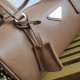 Replica Prada Medium Top-handle Bag with Padlock Caramel Fake