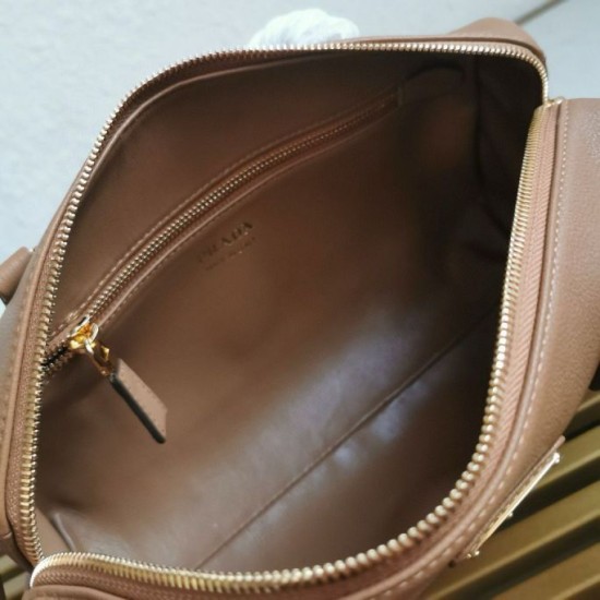Replica Prada Medium Top-handle Bag with Padlock Caramel Fake
