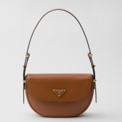 Replica Prada Arque Shoulder Bag with Flap Brown Fake