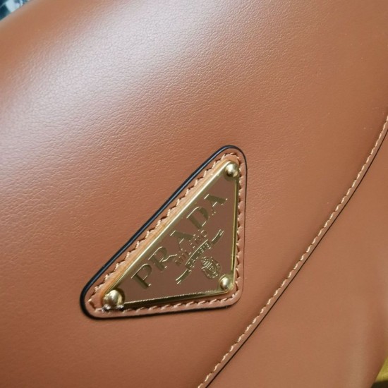 Replica Prada Arque Shoulder Bag with Flap Brown Fake