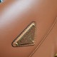 Replica Prada Arque Shoulder Bag with Flap Brown Fake