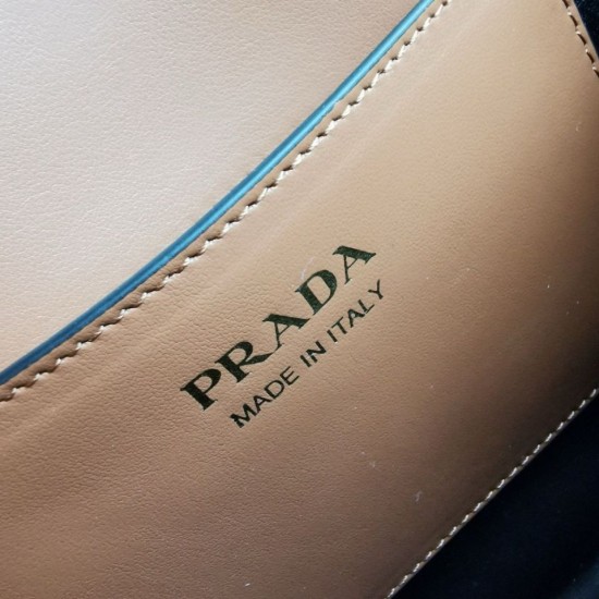 Replica Prada Arque Shoulder Bag with Flap Brown Fake