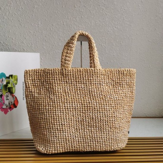 Replica Prada Large Crochet Tote Bag Raffia-effect Yarn Beige Fake Replica Prada Large Crochet Tote Bag Raffia-effect Yarn Beige Fake