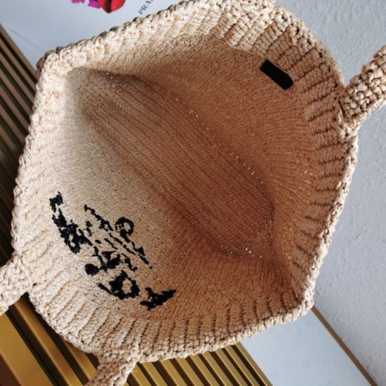 Replica Prada Large Crochet Tote Bag Raffia-effect Yarn Beige Fake Replica Prada Large Crochet Tote Bag Raffia-effect Yarn Beige Fake