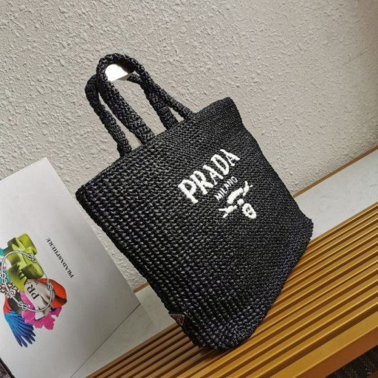 Replica Prada Large Crochet Tote Bag Raffia-effect Yarn Black Fake Replica Prada Large Crochet Tote Bag Raffia-effect Yarn Black Fake