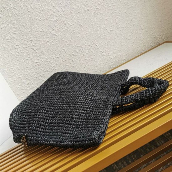 Replica Prada Large Crochet Tote Bag Raffia-effect Yarn Black Fake Replica Prada Large Crochet Tote Bag Raffia-effect Yarn Black Fake