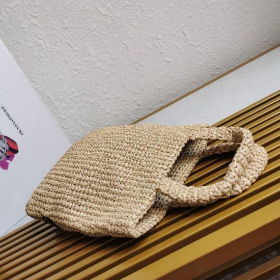 Replica Prada Small Crochet Tote Bag Raffia-effect Yarn Beige Fake