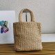 Replica Prada Small Crochet Tote Bag Raffia-effect Yarn Beige Fake