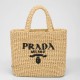 Replica Prada Small Crochet Tote Bag Raffia-effect Yarn Beige Fake
