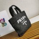 Replica Prada Small Crochet Tote Bag Raffia-effect Yarn Black Fake Replica Prada Small Crochet Tote Bag Raffia-effect Yarn Black Fake
