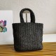 Replica Prada Small Crochet Tote Bag Raffia-effect Yarn Black Fake Replica Prada Small Crochet Tote Bag Raffia-effect Yarn Black Fake