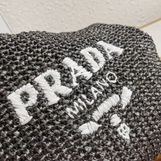 Replica Prada Small Crochet Tote Bag Raffia-effect Yarn Black Fake Replica Prada Small Crochet Tote Bag Raffia-effect Yarn Black Fake