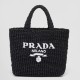 Replica Prada Small Crochet Tote Bag Raffia-effect Yarn Black Fake Replica Prada Small Crochet Tote Bag Raffia-effect Yarn Black Fake