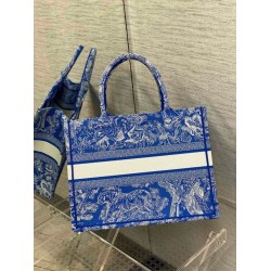 Replica Dior Medium Book Tote Bag Toile de Jouy Reverse Embroidery Blue Fake