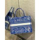 Replica Dior Medium Book Tote Bag Toile de Jouy Reverse Embroidery Blue Fake