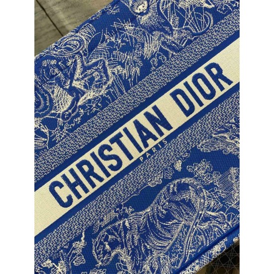 Replica Dior Medium Book Tote Bag Toile de Jouy Reverse Embroidery Blue Fake
