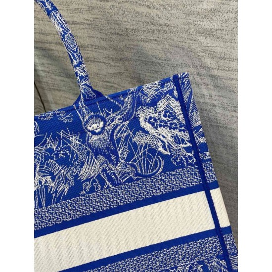 Replica Dior Medium Book Tote Bag Toile de Jouy Reverse Embroidery Blue Fake