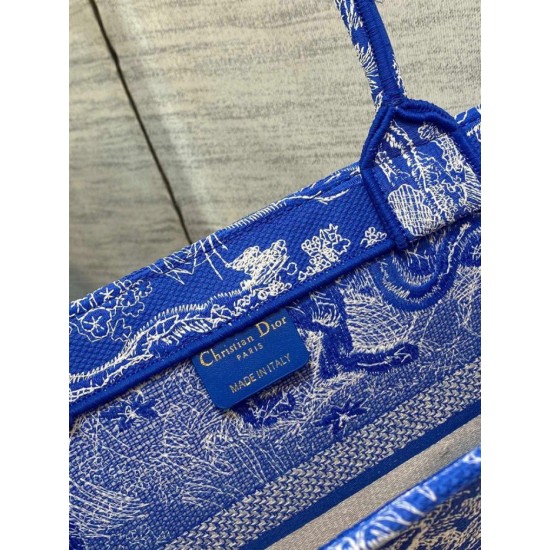Replica Dior Medium Book Tote Bag Toile de Jouy Reverse Embroidery Blue Fake