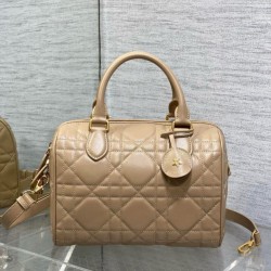 Replica Dior Groove 25 Bag in Biscuit Macrocannage Calfskin Fake