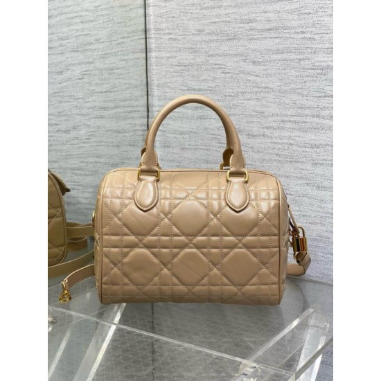 Replica Dior Groove 25 Bag in Biscuit Macrocannage Calfskin Fake