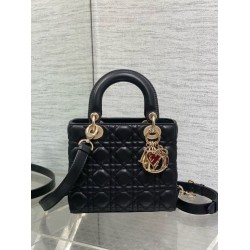 Replica Dior Dioramour Small Lady Dior Bag Cannage Black Fake