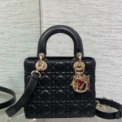 Replica Dior Dioramour Small Lady Dior Bag Cannage Black Fake