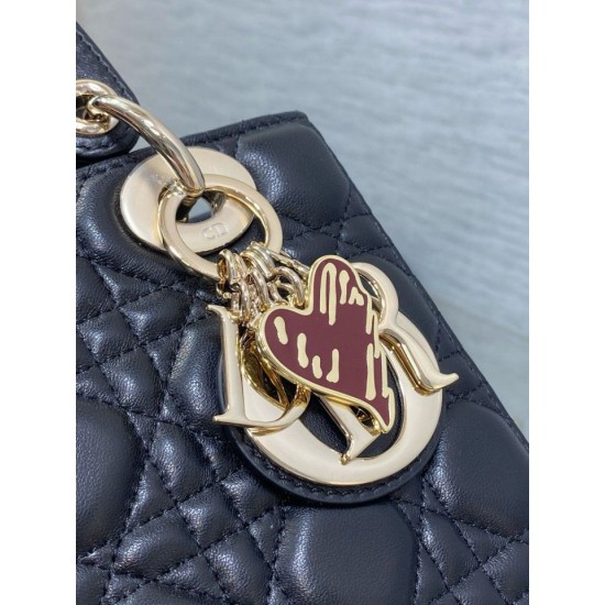 Replica Dior Dioramour Small Lady Dior Bag Cannage Black Fake