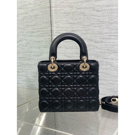 Replica Dior Dioramour Small Lady Dior Bag Cannage Black Fake