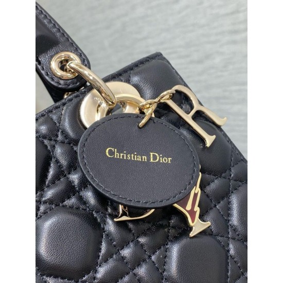 Replica Dior Dioramour Small Lady Dior Bag Cannage Black Fake
